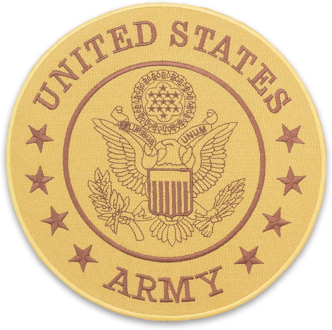 United States Army Center Back Patch - Brown Round Military Veteran for Biker Vest Jacket
