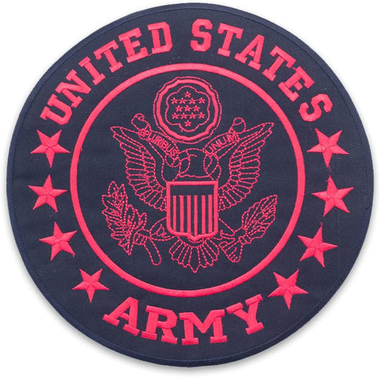 United States Army Center Back Patch - Red Round Military Veteran for Biker Vest Jacket