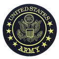 United States Army Center Back Patch - Yellow on Black Round Military Veteran for Biker Vest Jacket