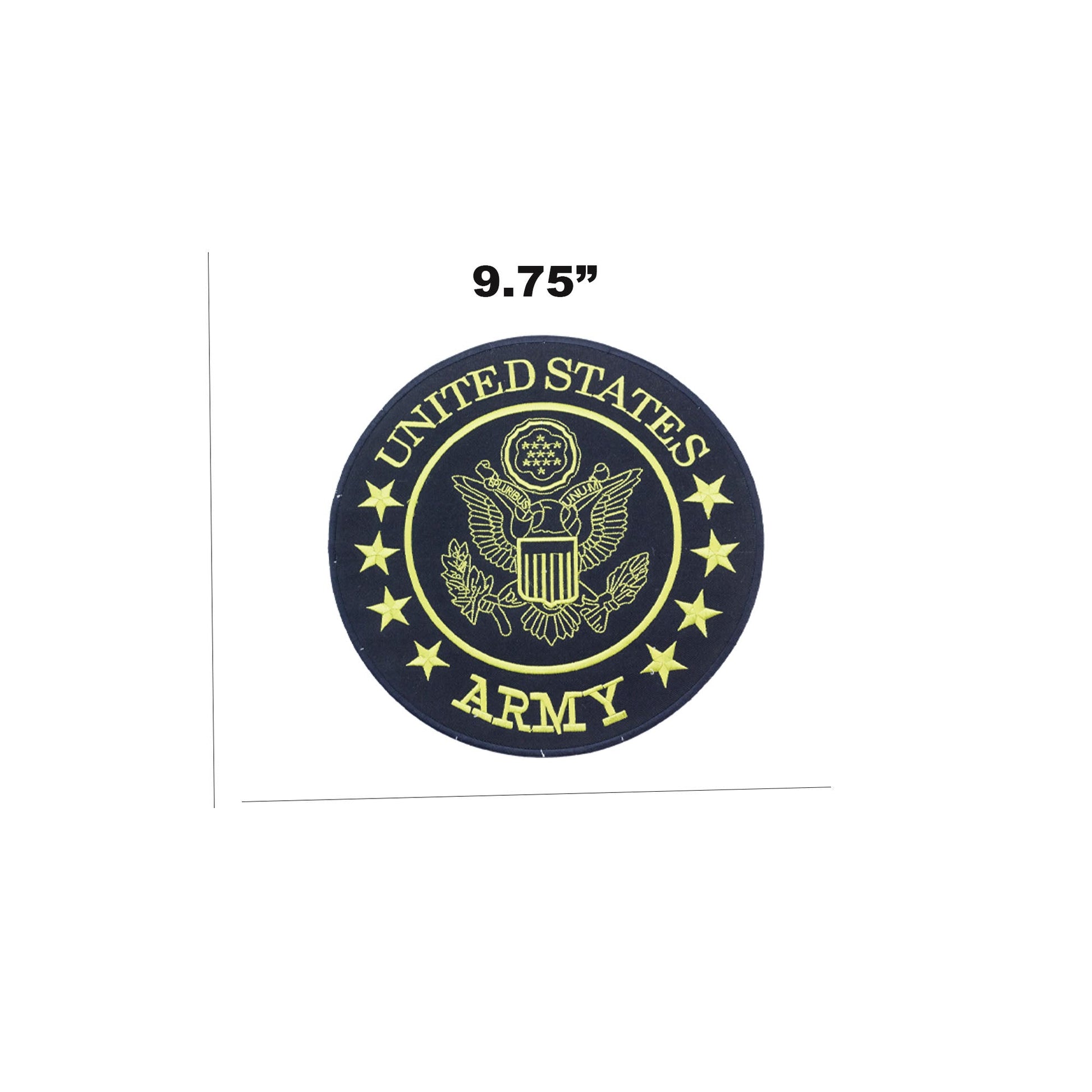 United States Army Center Back Patch - Yellow on Black Round Military Veteran for Biker Vest Jacket