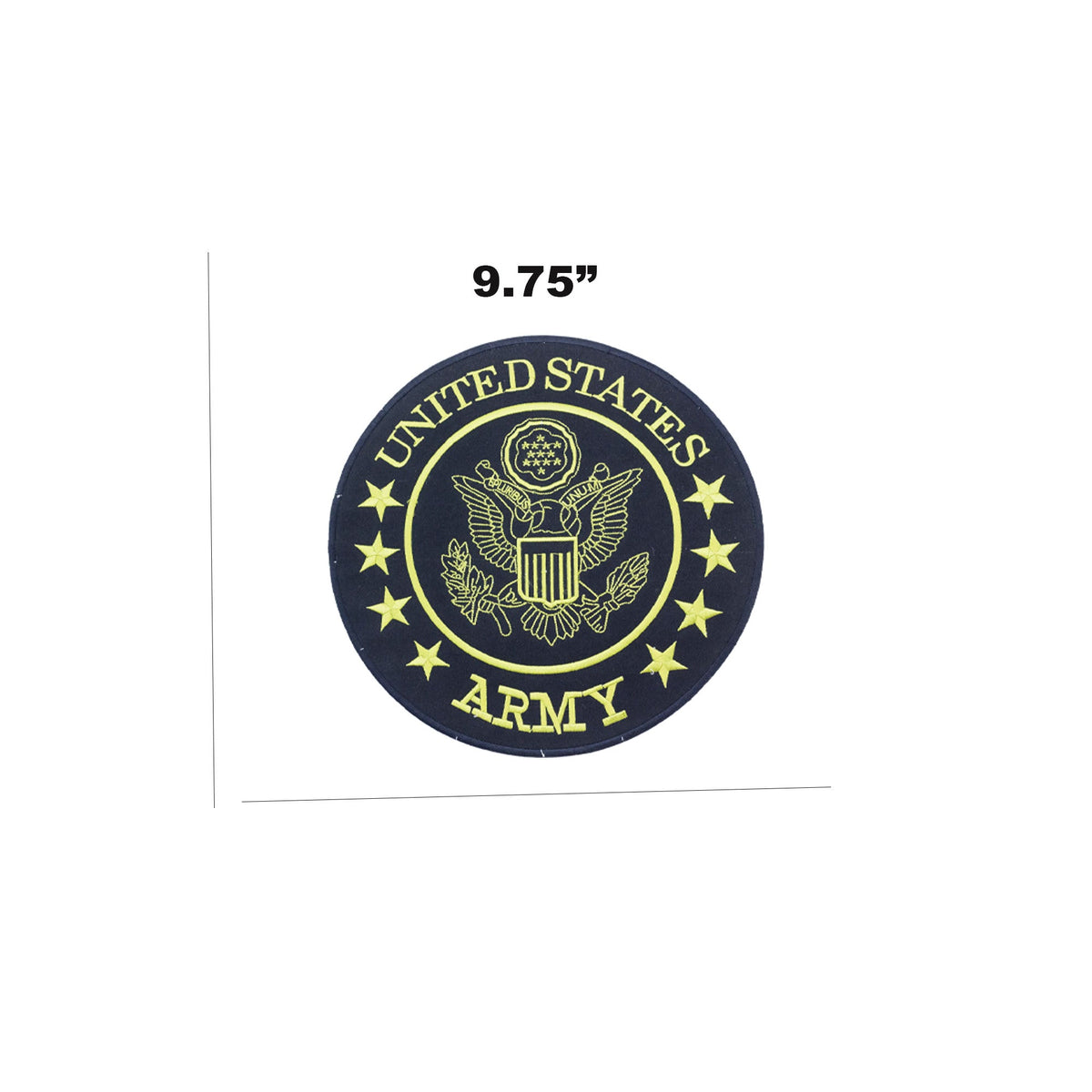 United States Army Center Back Patch - Yellow on Black Round Military Veteran for Biker Vest Jacket