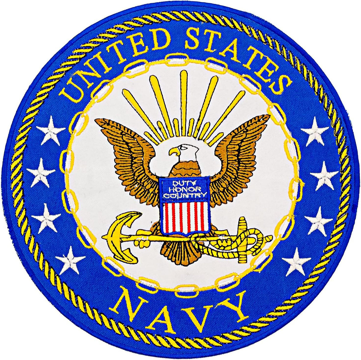 United States Navy Center Back Patch - Round Military Veteran for Biker Vest Jacket