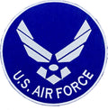 US Air Force Center Back Patch - Silver on Dark Blue Round Military Veteran for Biker Vest Jacket