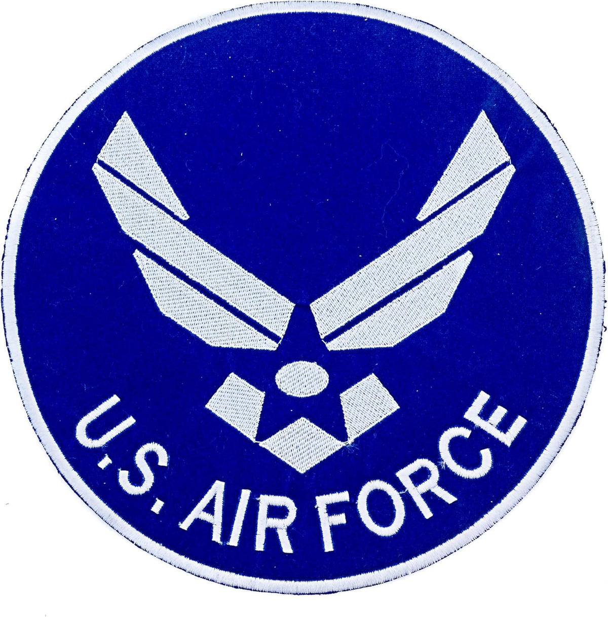 US Air Force Center Back Patch - Silver on Dark Blue Round Military Veteran for Biker Vest Jacket
