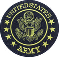US Army Center Back Patch - Yellow on Black Round Military Veteran for Biker Vest Jacket