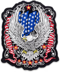 US Flag Flying Eagle Center Back Patch - USA Patriotic for Biker Vest Jacket