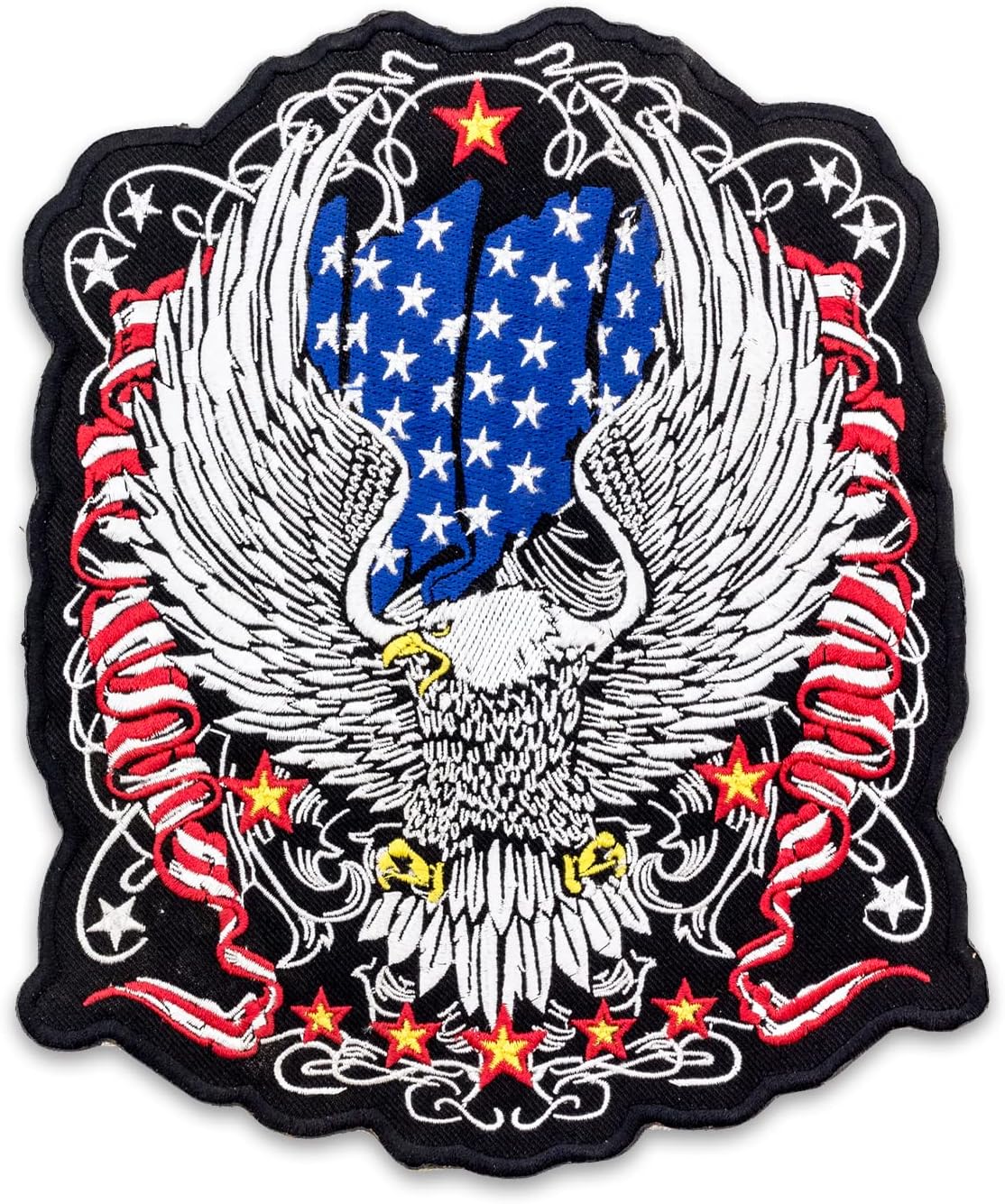 US Flag Flying Eagle Center Back Patch - USA Patriotic for Biker Vest Jacket