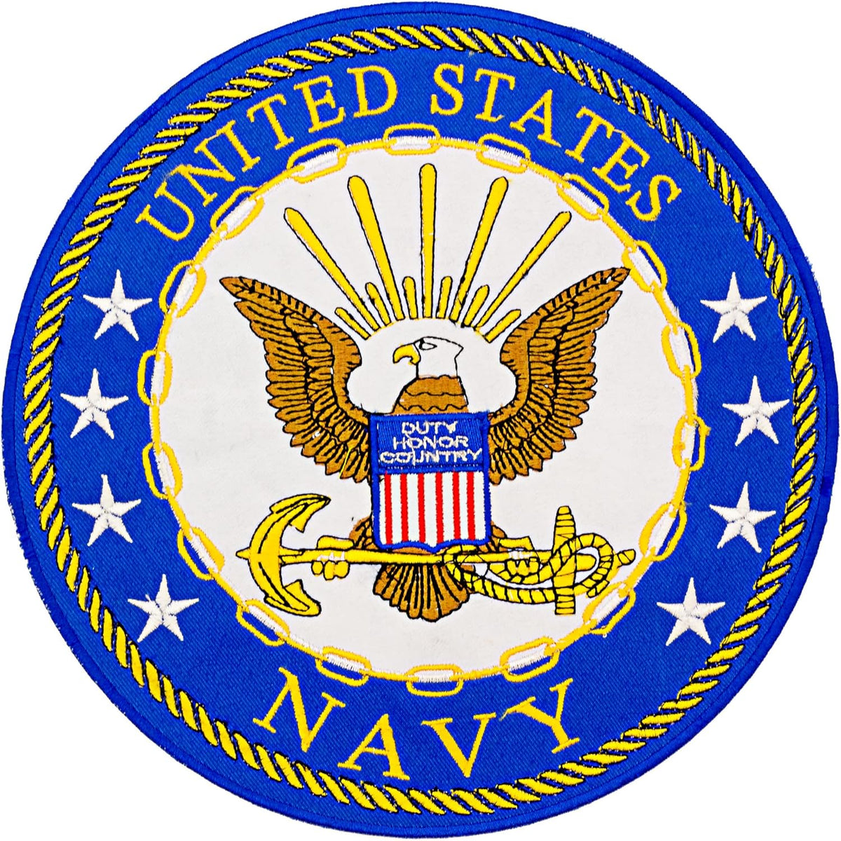 US Navy Duty Honor Country Center Back Patch - Round Military Veteran for Biker Vest Jacket