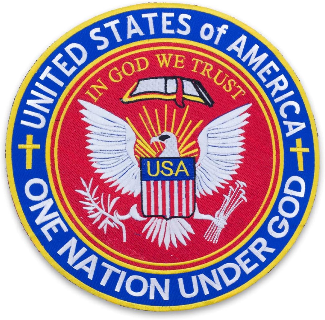 US One Nation Under God Center Back Patch - USA Patriotic Christian for Biker Vest Jacket