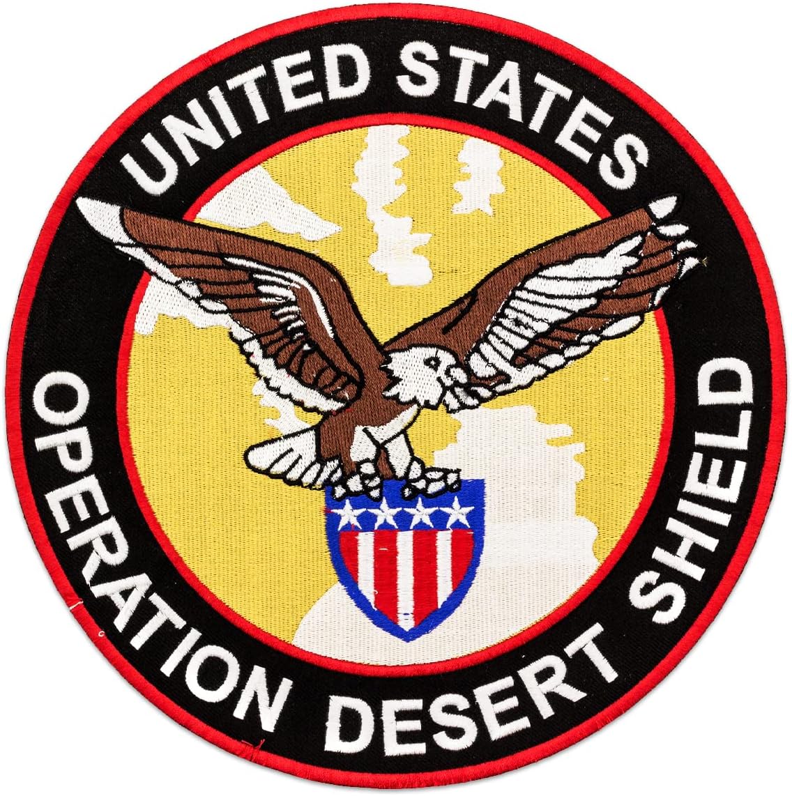 US Operation Desert Shield Center Back Patch - Round Military Veteran for Biker Vest Jacket