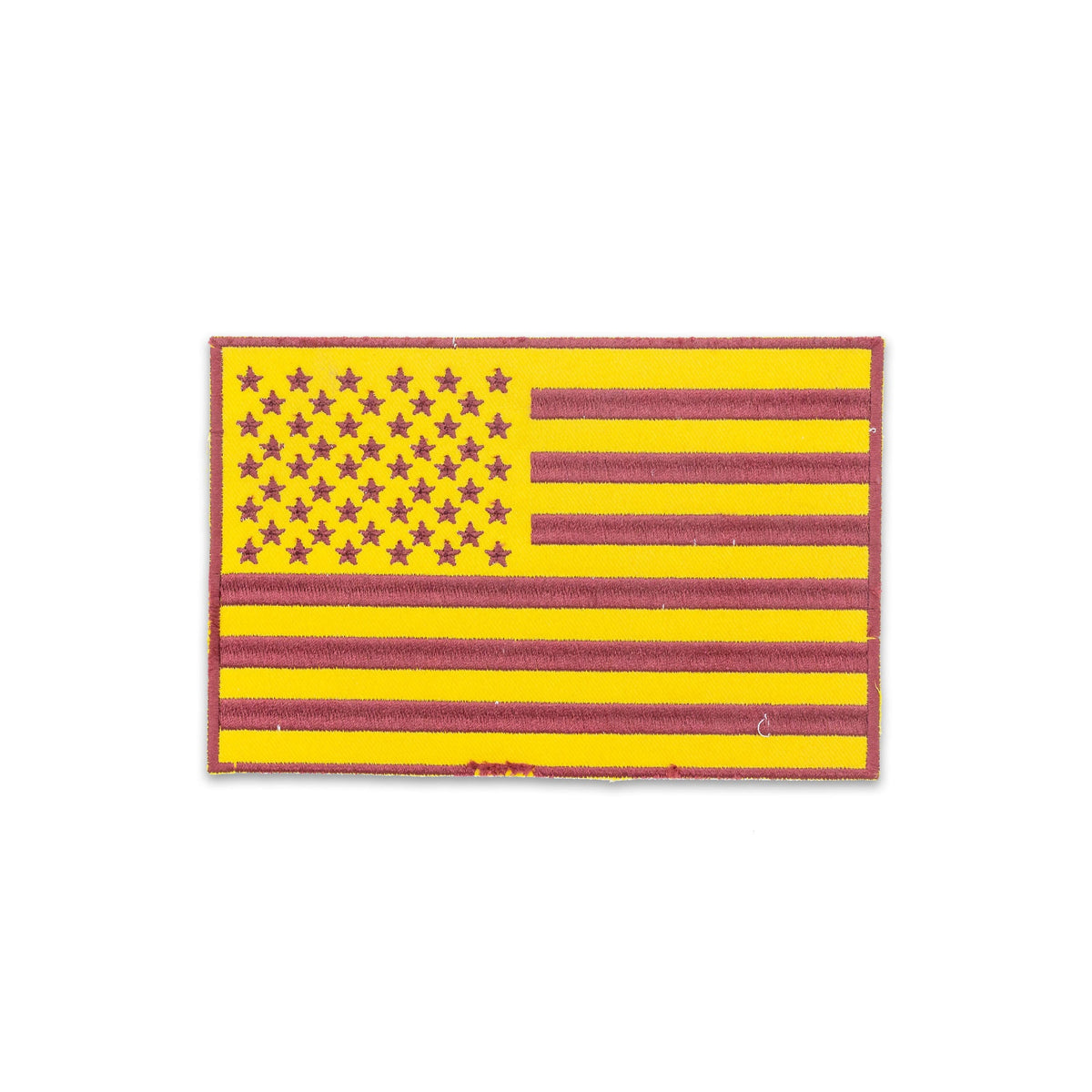 USA Flag Center Back Patch - Yellow on Brown USA Patriotic for Biker Vest Jacket