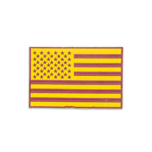 USA Flag Center Back Patch - Yellow on Brown USA Patriotic for Biker Vest Jacket