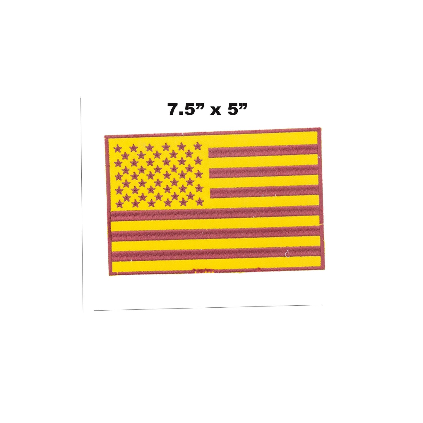 USA Flag Center Back Patch - Yellow on Brown USA Patriotic for Biker Vest Jacket