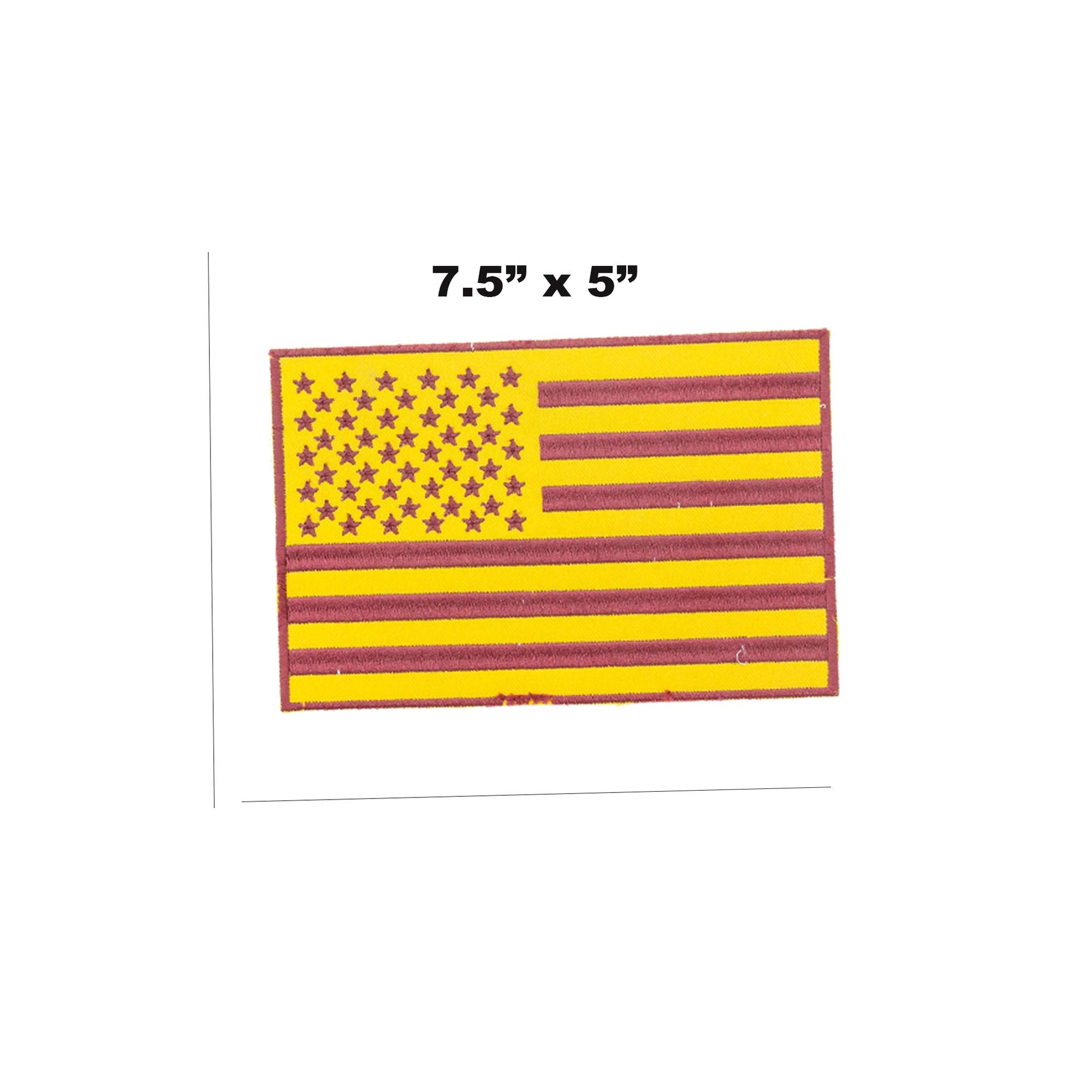 USA Flag Center Back Patch - Yellow on Brown USA Patriotic for Biker Vest Jacket