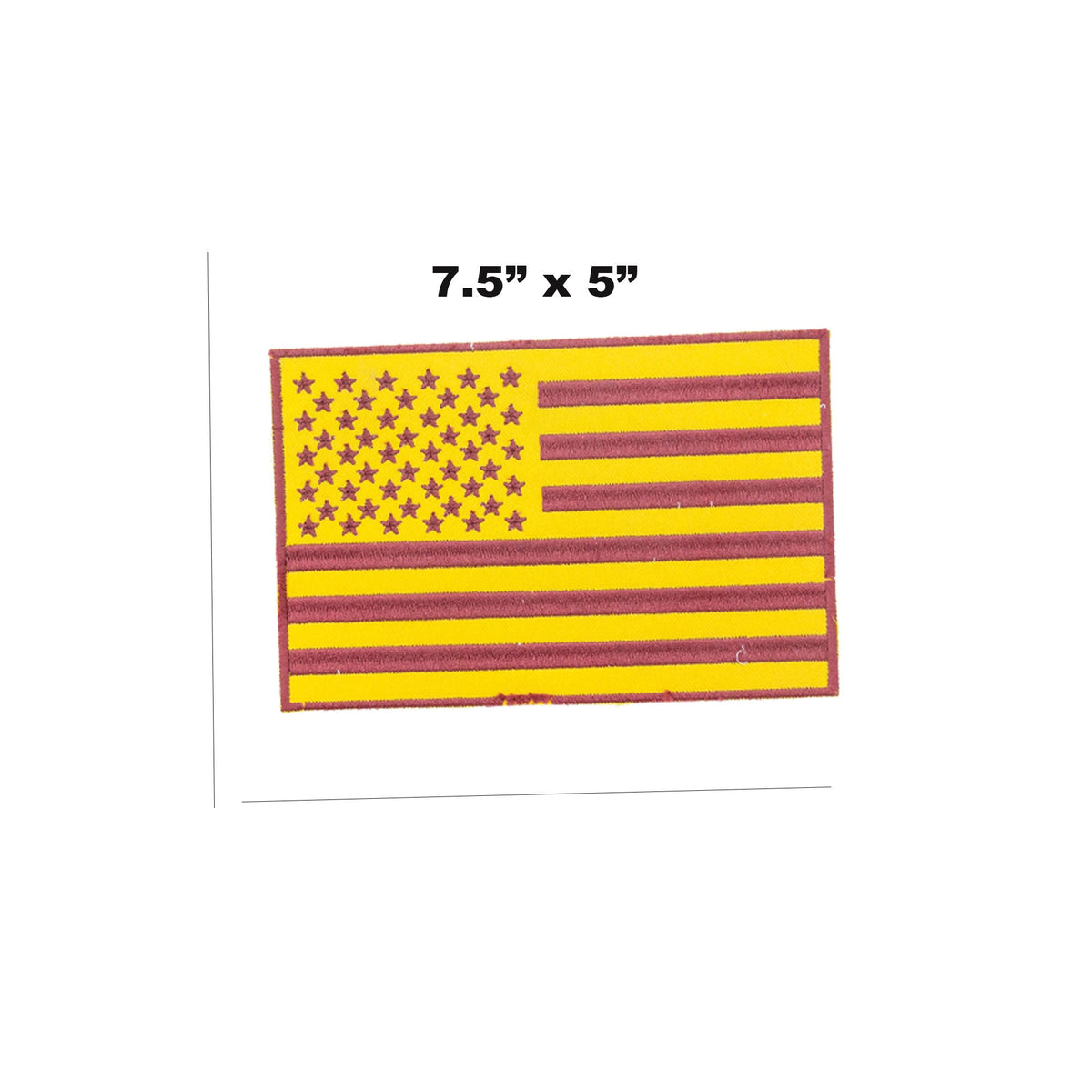 USA Flag Center Back Patch - Yellow on Brown USA Patriotic for Biker Vest Jacket