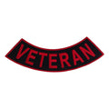 Veteran Bottom Rocker Patch - Red on Black Iron On Sew On Large Back Patch Military for Biker Vest Jacket