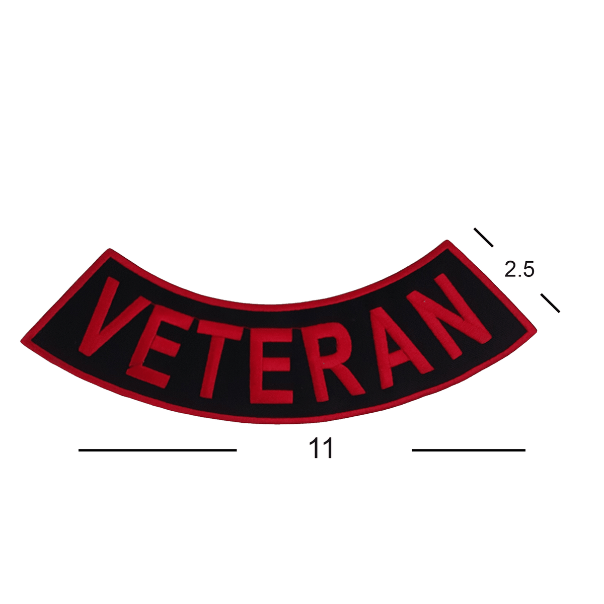 Veteran Bottom Rocker Patch - Red on Black Iron On Sew On Large Back Patch Military for Biker Vest Jacket