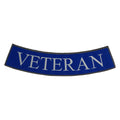 Veteran Bottom Rocker Patch - White on Blue Iron On Sew On Large Back Patch Military for Biker Vest Jacket
