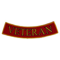 Veteran Bottom Rocker Patch - Yellow on Red Iron On Sew On Large Back Patch Military for Biker Vest Jacket