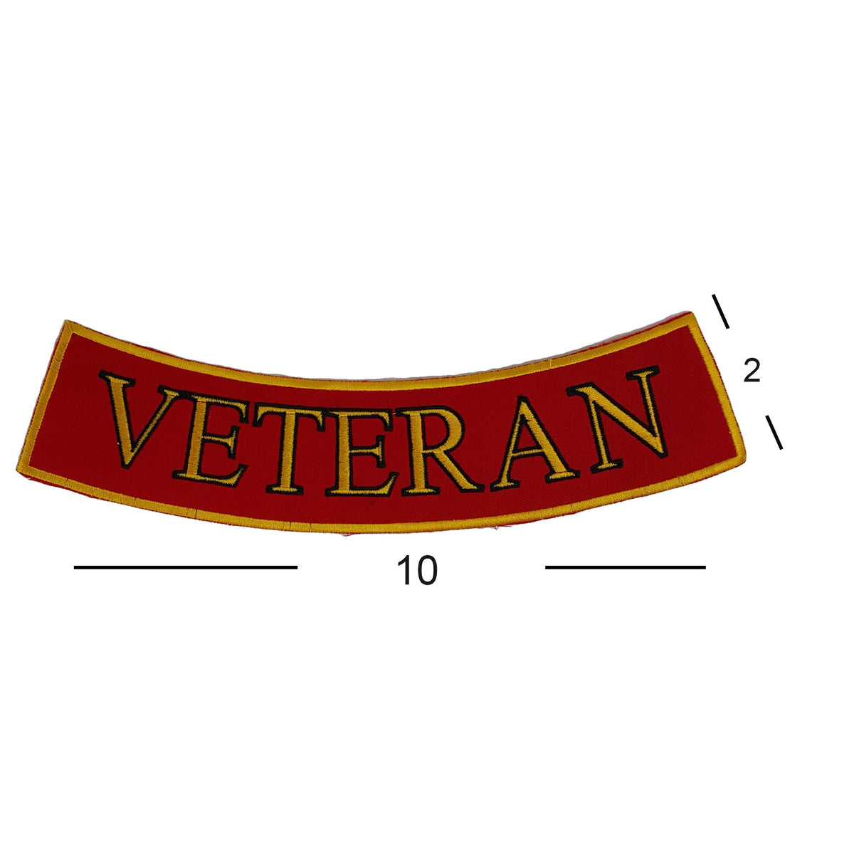 Veteran Bottom Rocker Patch - Yellow on Red Iron On Sew On Large Back Patch Military for Biker Vest Jacket