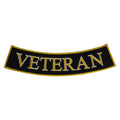 Veteran Bottom Rocker Patch - Yellow on White Iron On Sew On Large Back Patch Military for Biker Vest Jacket