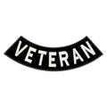 Veteran Reflective Bottom Rocker Patch - Iron On Sew On Large Back Patch Military Safety for Biker Vest Jacket