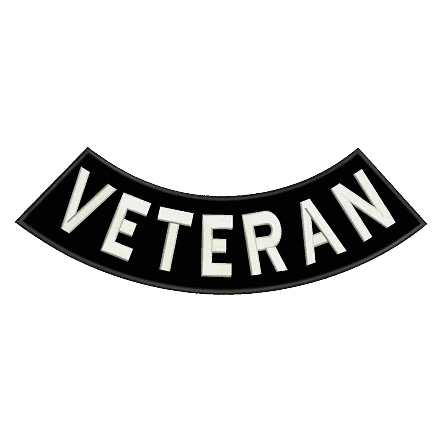 Veteran Reflective Bottom Rocker Patch - Iron On Sew On Large Back Patch Military Safety for Biker Vest Jacket