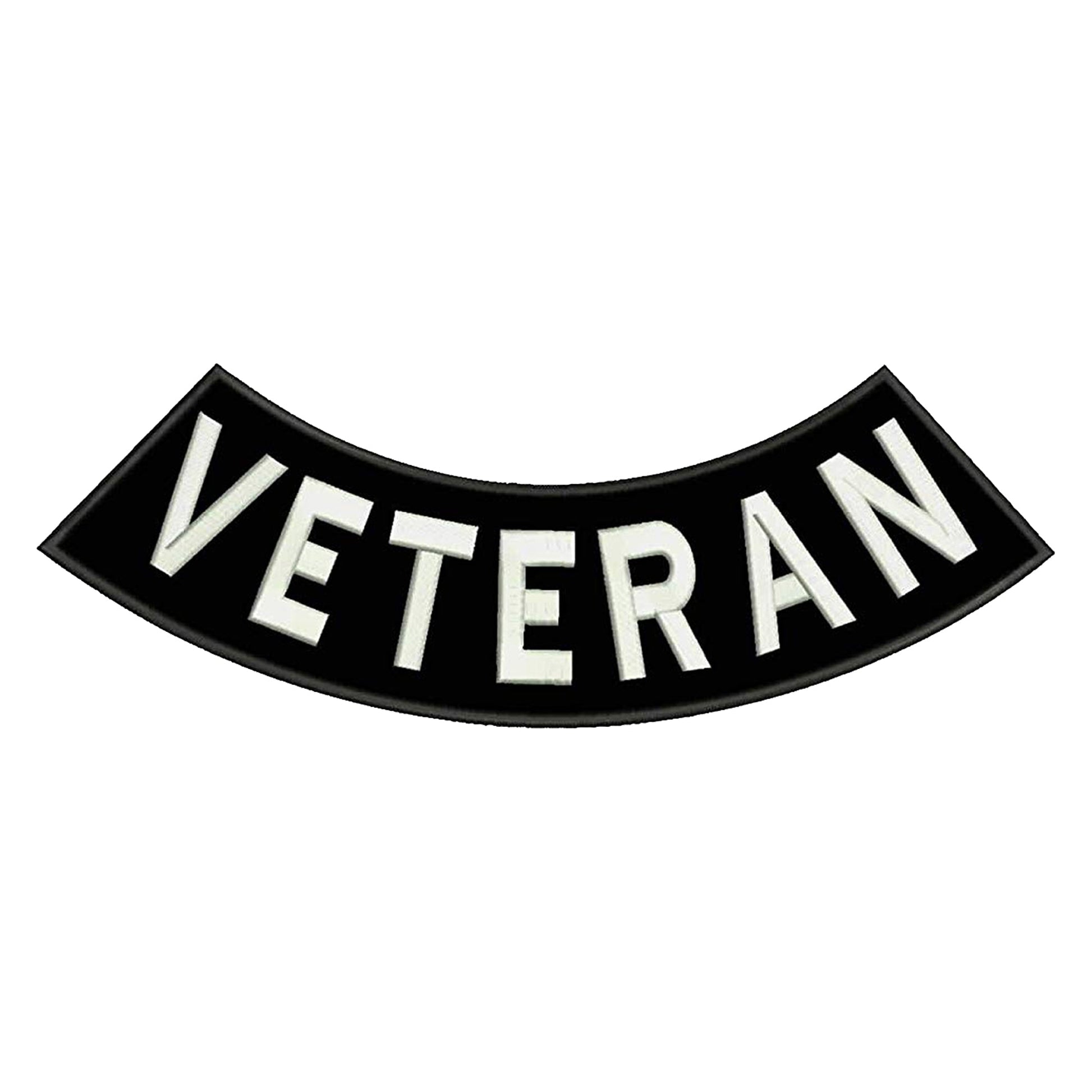 Veteran Reflective Bottom Rocker Patch - Iron On Sew On Large Back Patch Military Safety for Biker Vest Jacket