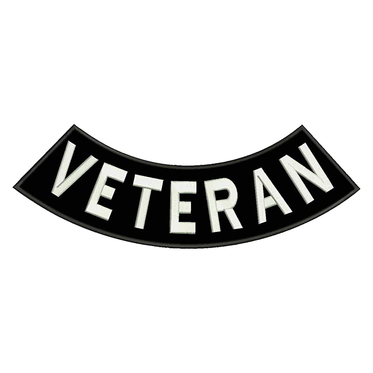 Veteran Reflective Bottom Rocker Patch - Iron On Sew On Large Back Patch Military Safety for Biker Vest Jacket