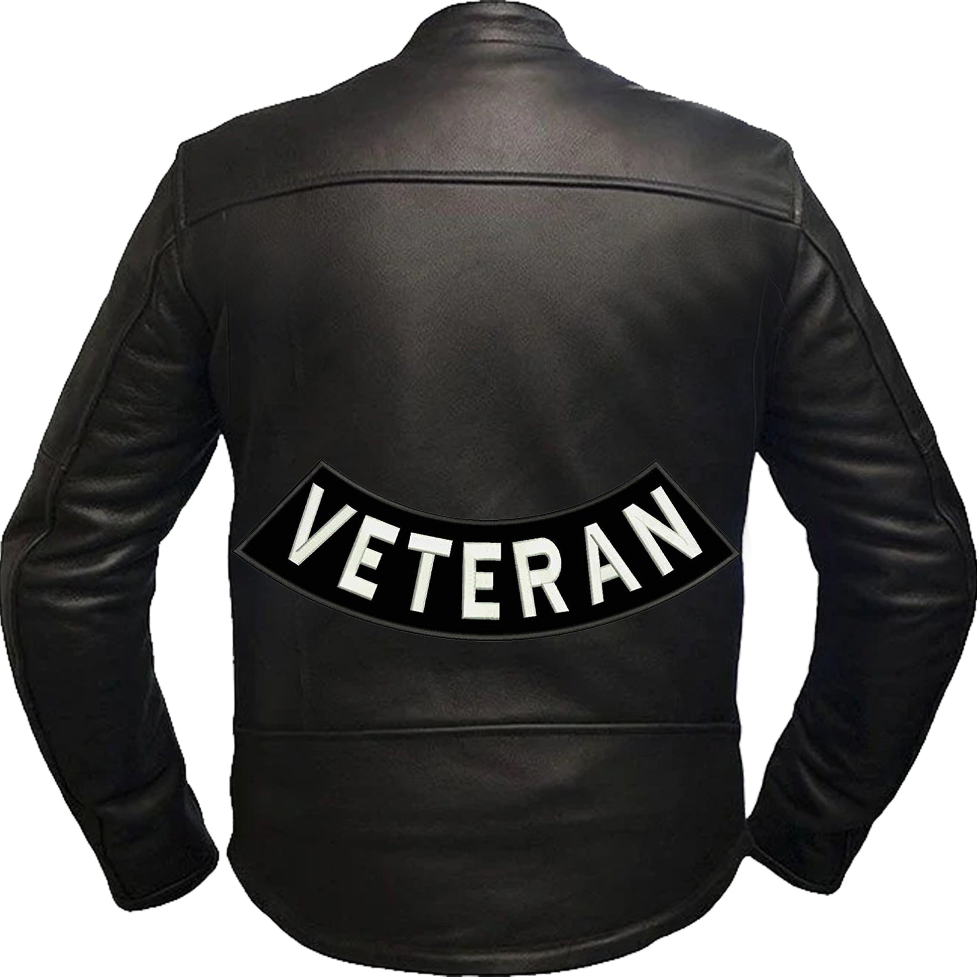 Veteran Reflective Bottom Rocker Patch - Iron On Sew On Large Back Patch Military Safety for Biker Vest Jacket