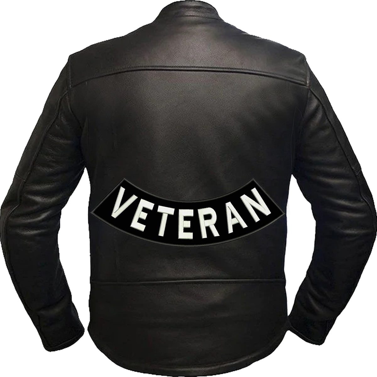 Veteran Reflective Bottom Rocker Patch - Iron On Sew On Large Back Patch Military Safety for Biker Vest Jacket