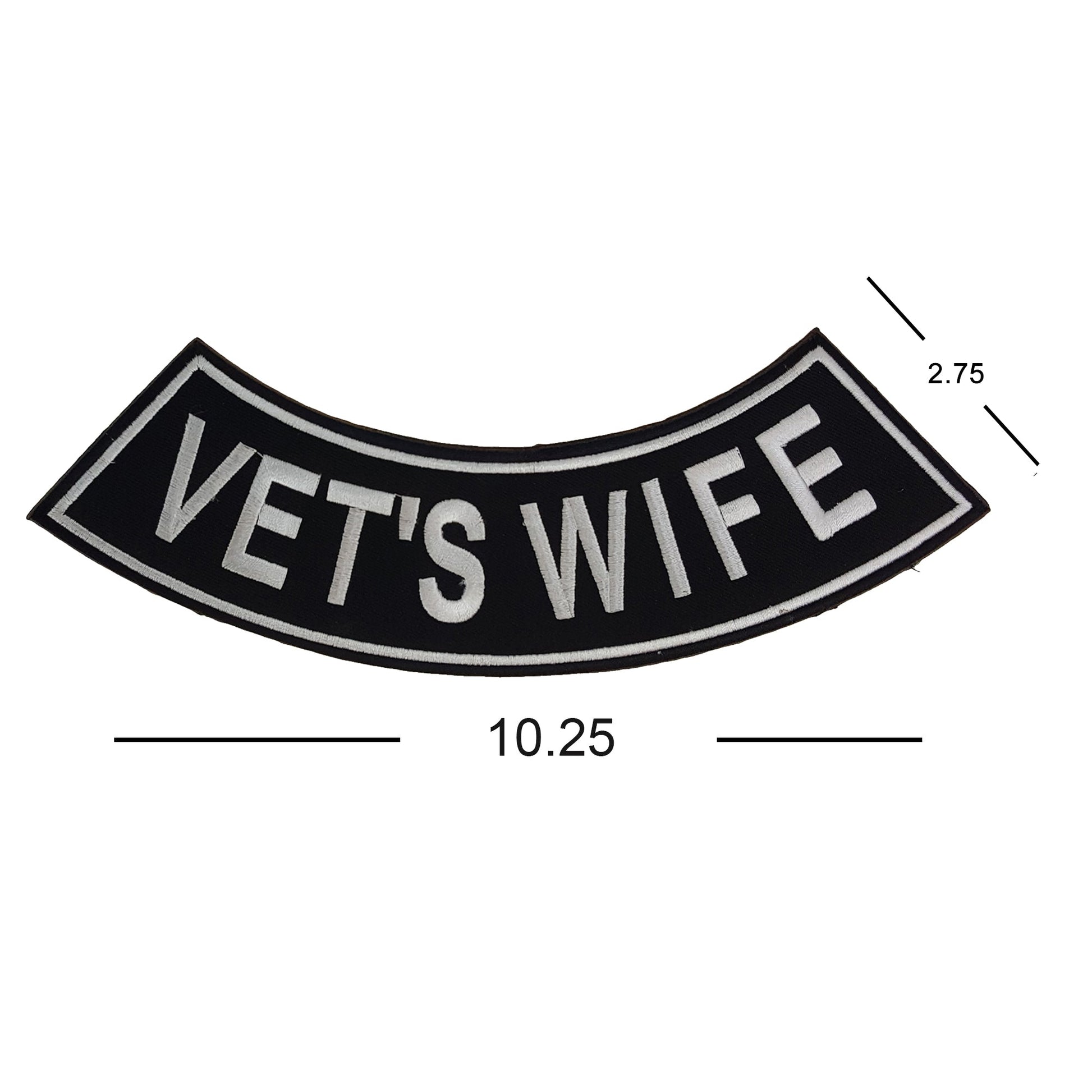 Vets Wife Bottom Rocker Patch - Iron On Sew On Large Back Patch Military for Biker Vest Jacket