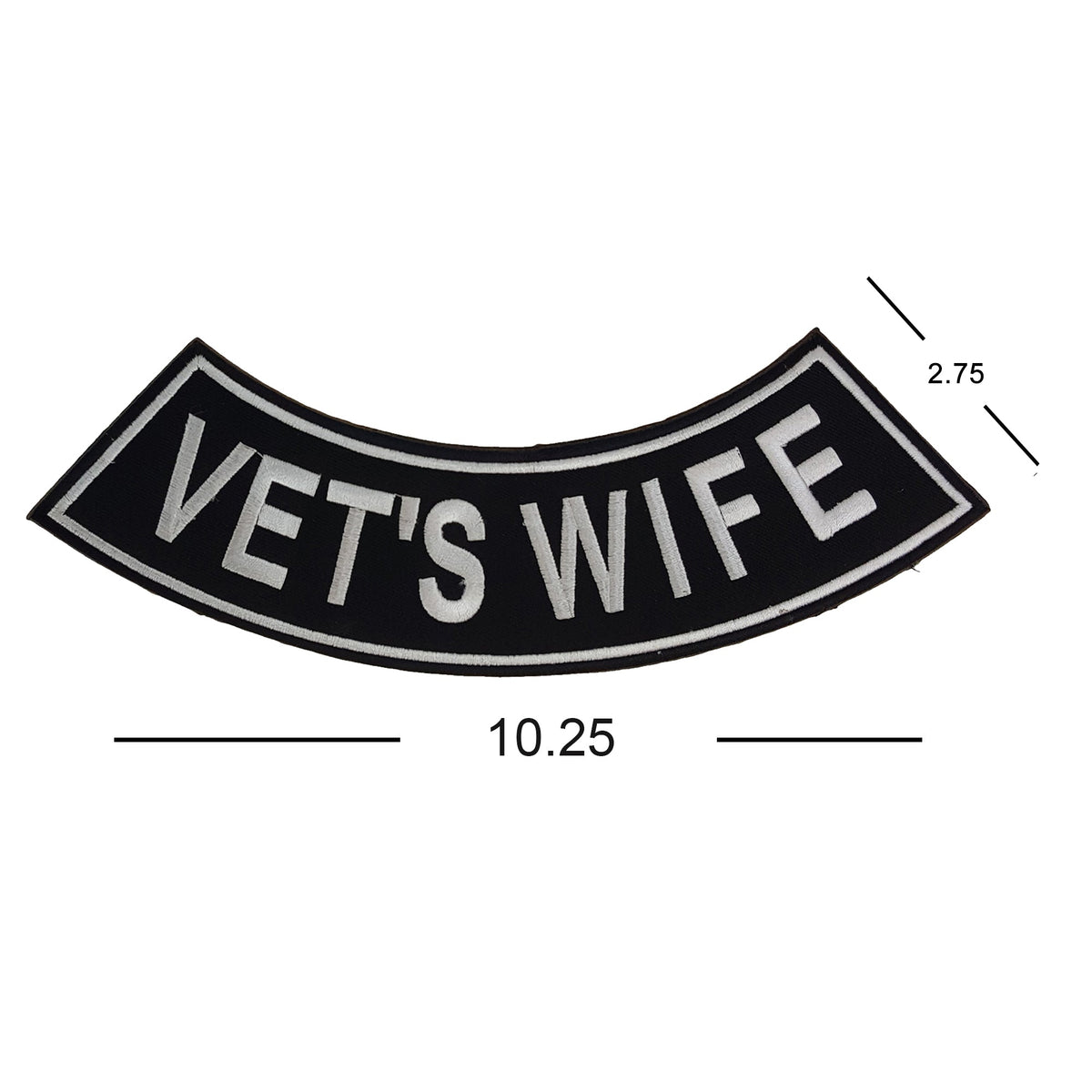 Vets Wife Bottom Rocker Patch - Iron On Sew On Large Back Patch Military for Biker Vest Jacket