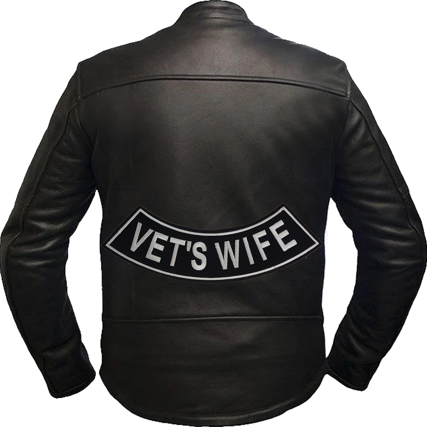 Vets Wife Bottom Rocker Patch - Iron On Sew On Large Back Patch Military for Biker Vest Jacket