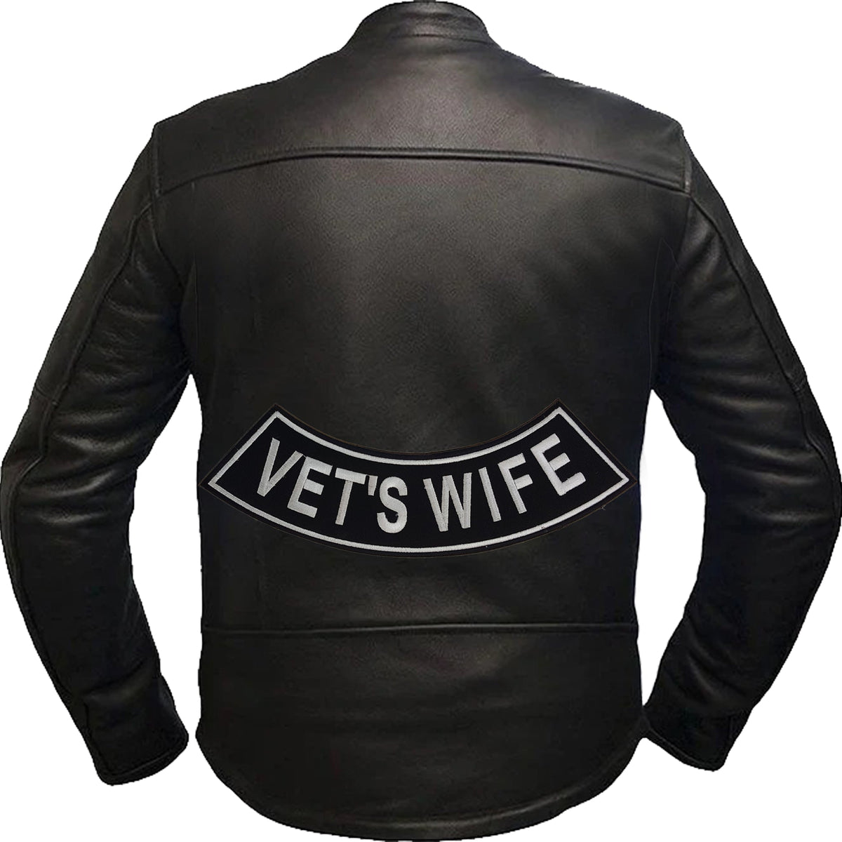 Vets Wife Bottom Rocker Patch - Iron On Sew On Large Back Patch Military for Biker Vest Jacket