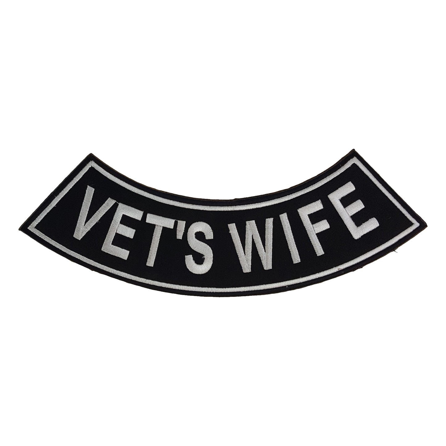 Vets Wife Bottom Rocker Patch - Iron On Sew On Large Back Patch Military for Biker Vest Jacket