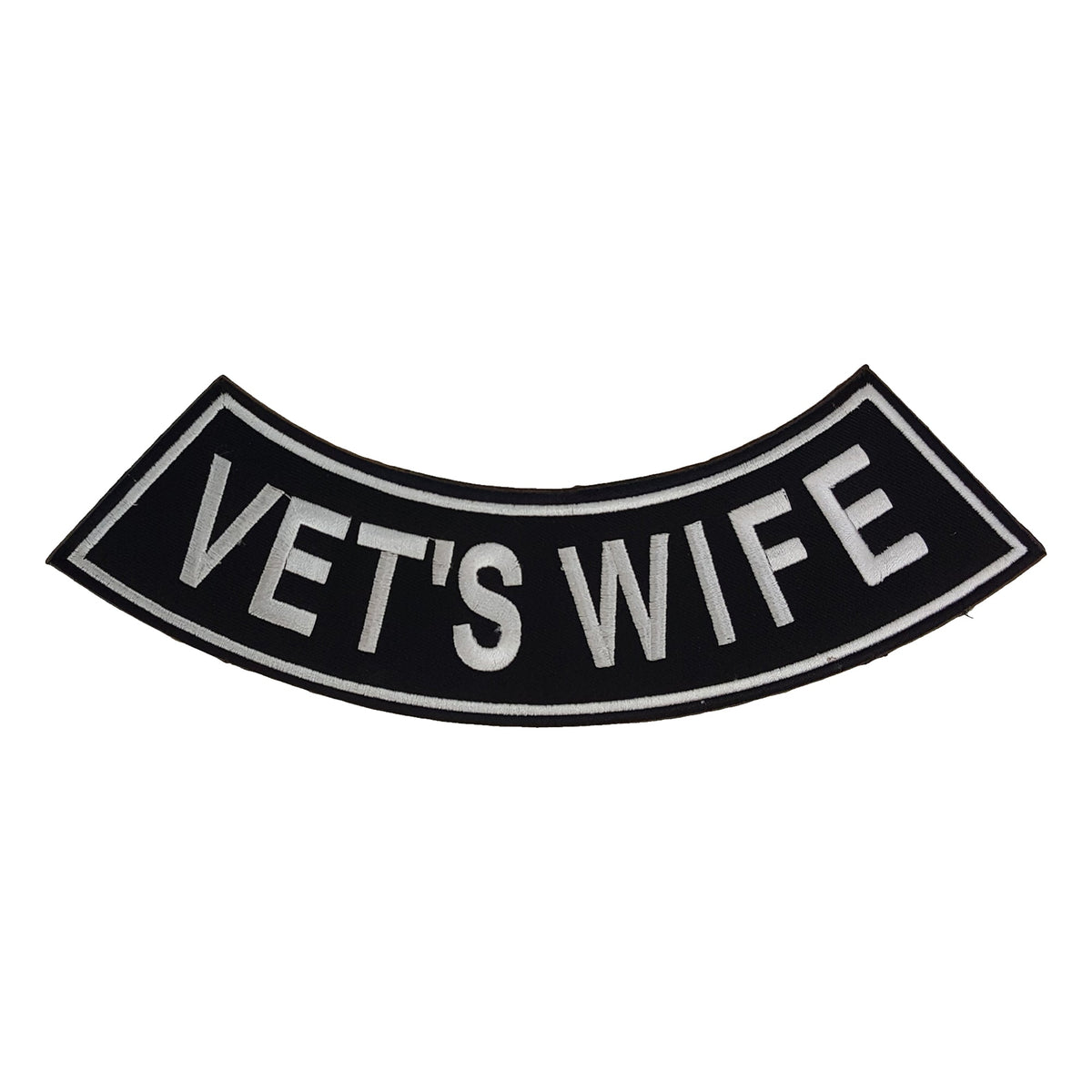Vets Wife Bottom Rocker Patch - Iron On Sew On Large Back Patch Military for Biker Vest Jacket