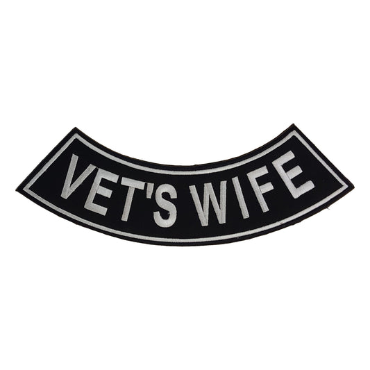 Vets Wife Bottom Rocker Patch - Iron On Sew On Large Back Patch Military for Biker Vest Jacket