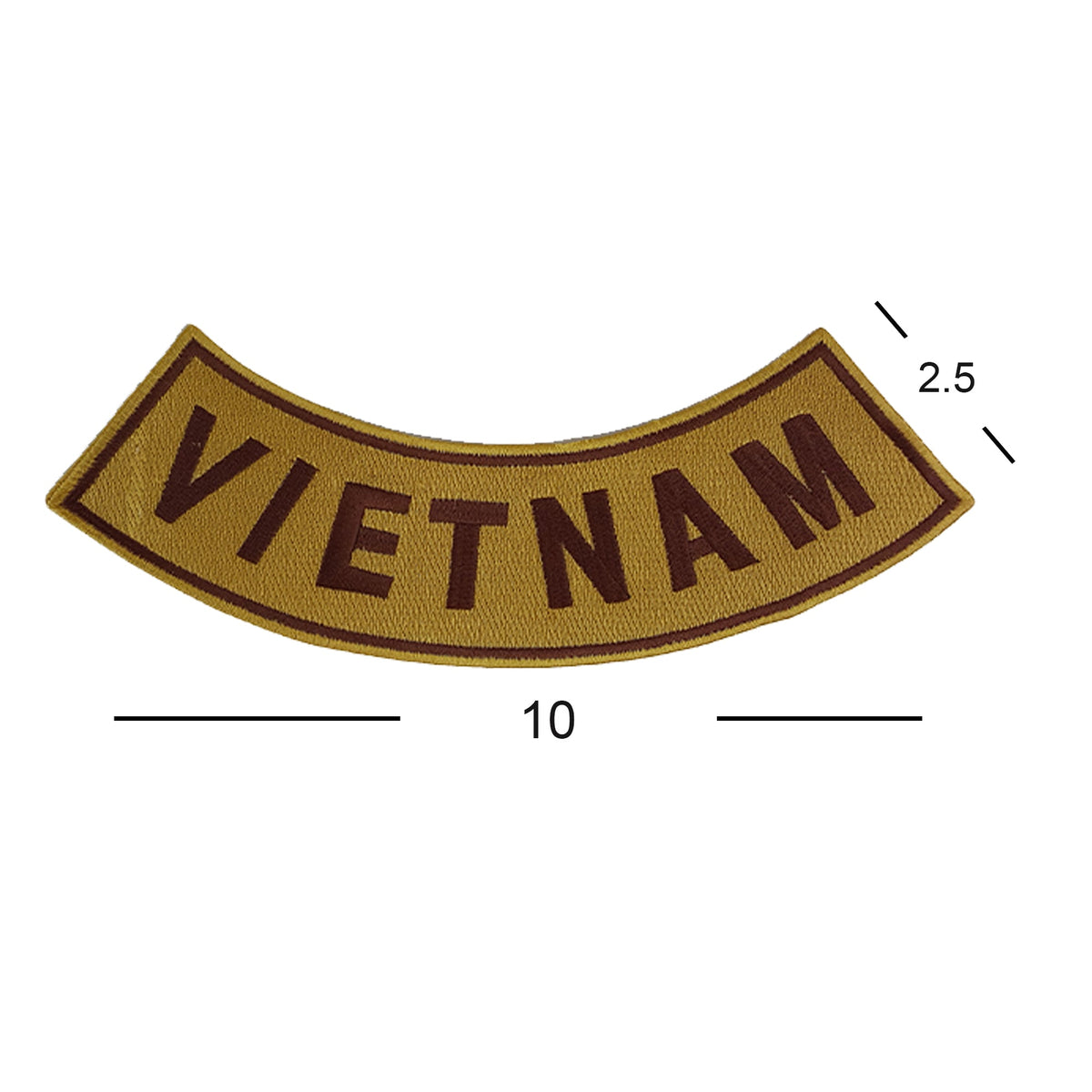 Vietnam Bottom Rocker Patch - Brown on Gold Iron On Sew On Large Back Patch Military Veteran for Biker Vest Jacket
