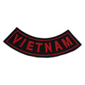 Vietnam Bottom Rocker Patch - Red on Black Iron On Sew On Large Back Patch Military Veteran for Biker Vest Jacket