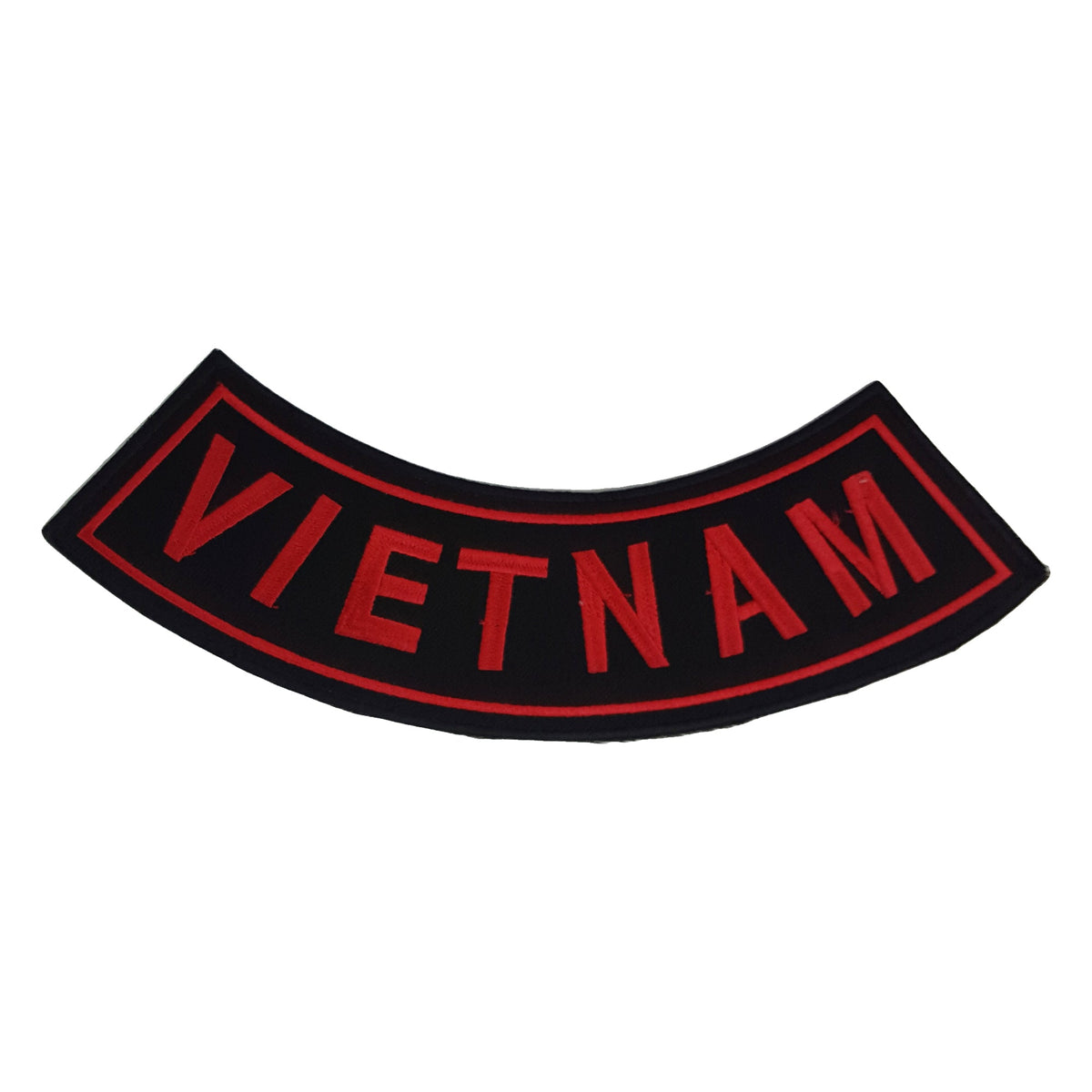 Vietnam Bottom Rocker Patch - Red on Black Iron On Sew On Large Back Patch Military Veteran for Biker Vest Jacket