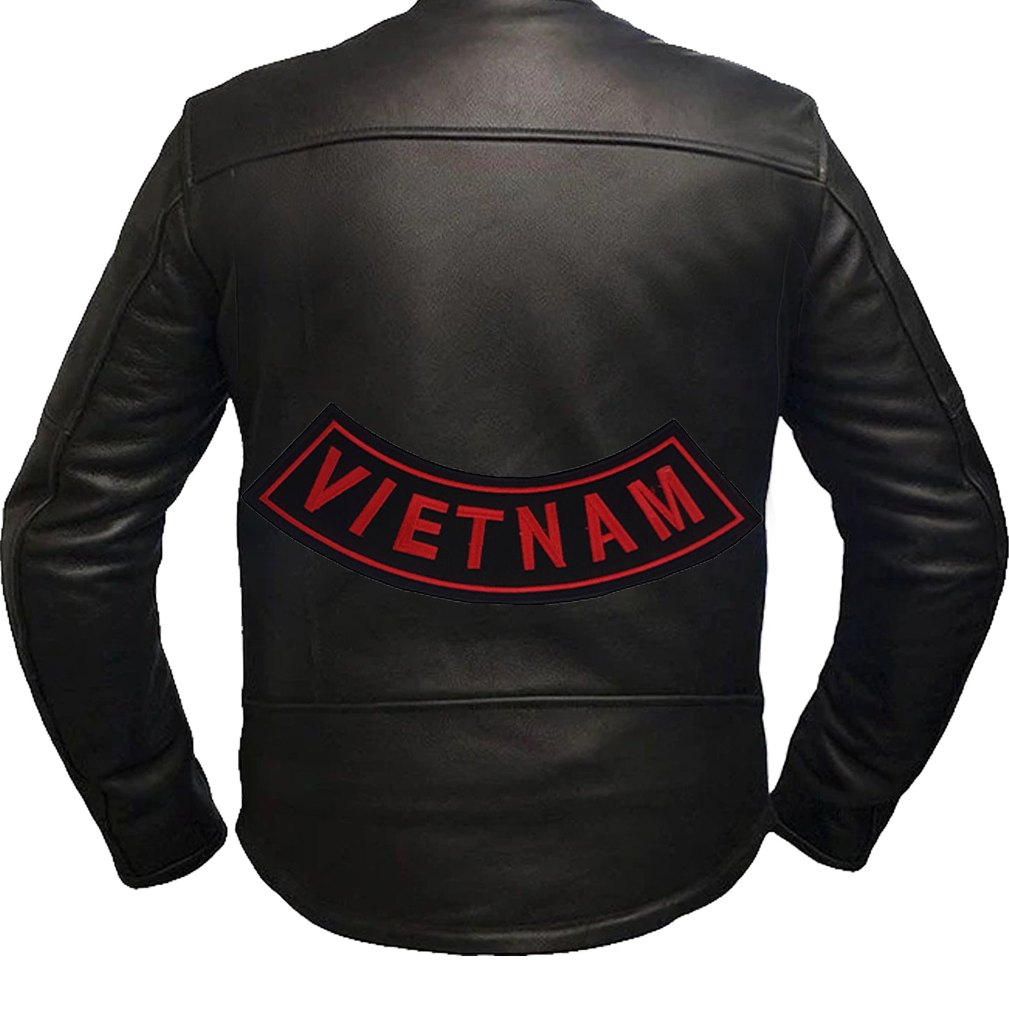 Vietnam Bottom Rocker Patch - Red on Black Iron On Sew On Large Back Patch Military Veteran for Biker Vest Jacket