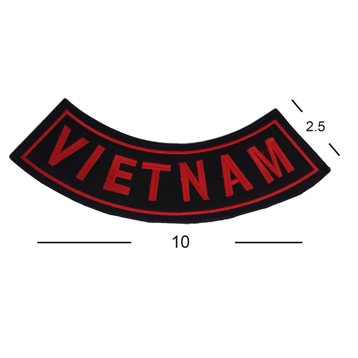 Vietnam Bottom Rocker Patch - Red on Black Iron On Sew On Large Back Patch Military Veteran for Biker Vest Jacket