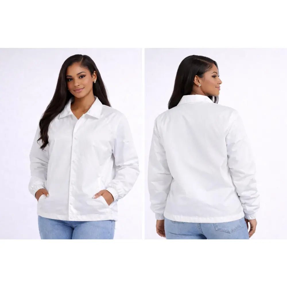 White Zeta Phi Beta Line Jacket, Custom Crossing Jacket, Personalized with you line Name Number Year Custom Sorority Initiation Windbreaker