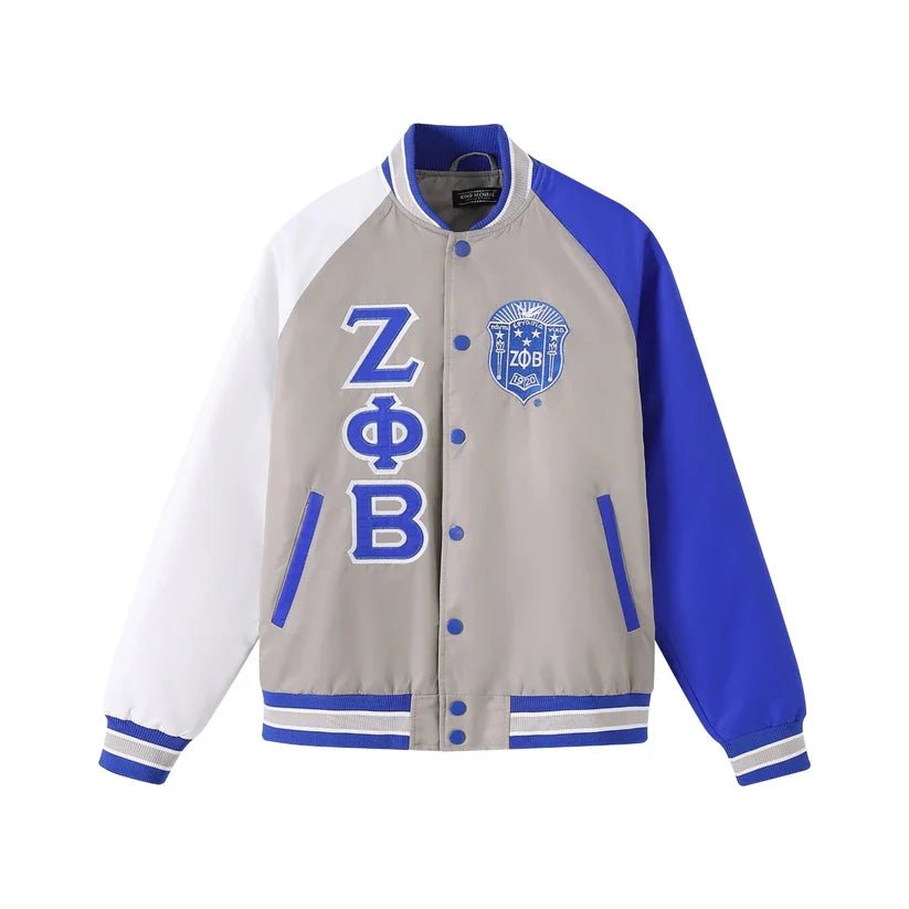 Zeta Phi Beta Grey Bomber Jacket - Custom Lining Sorority