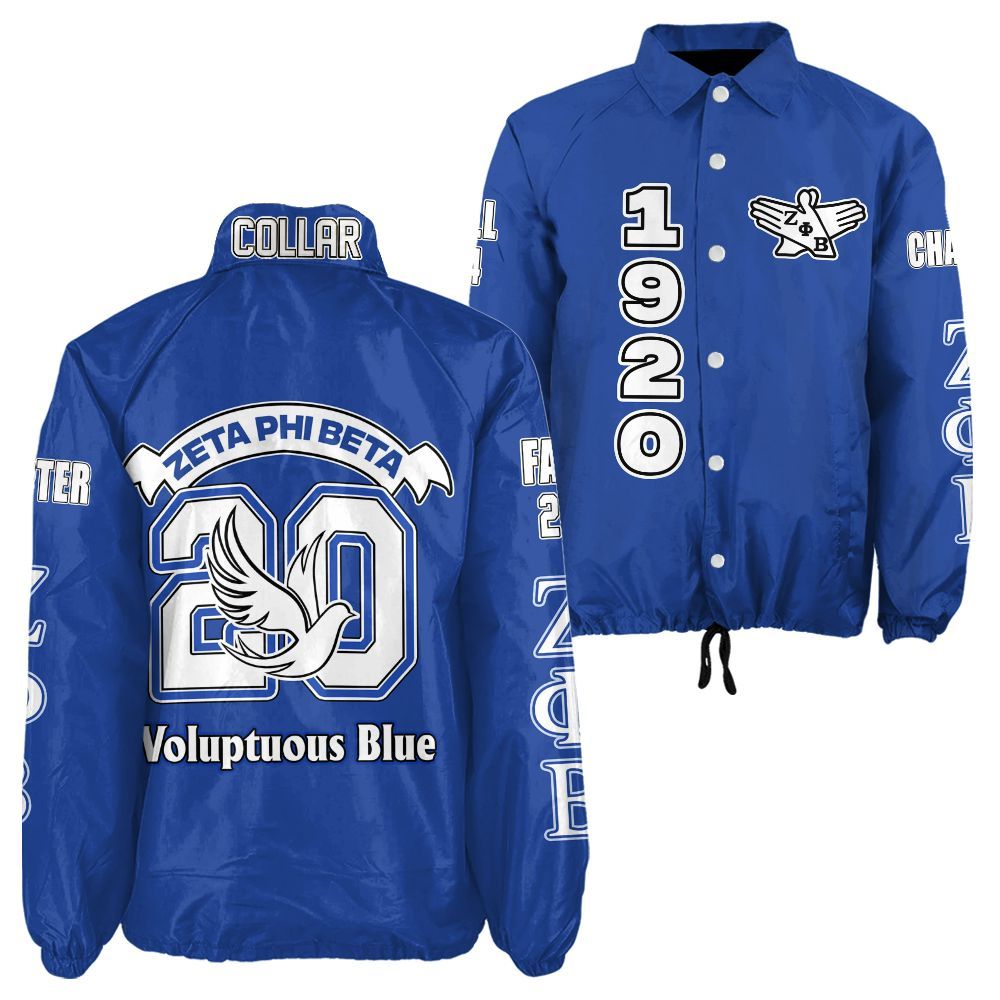 Zeta Phi Beta Royal Blue Coach Jacket – Custom Embroidered "Zeta Light" Edition