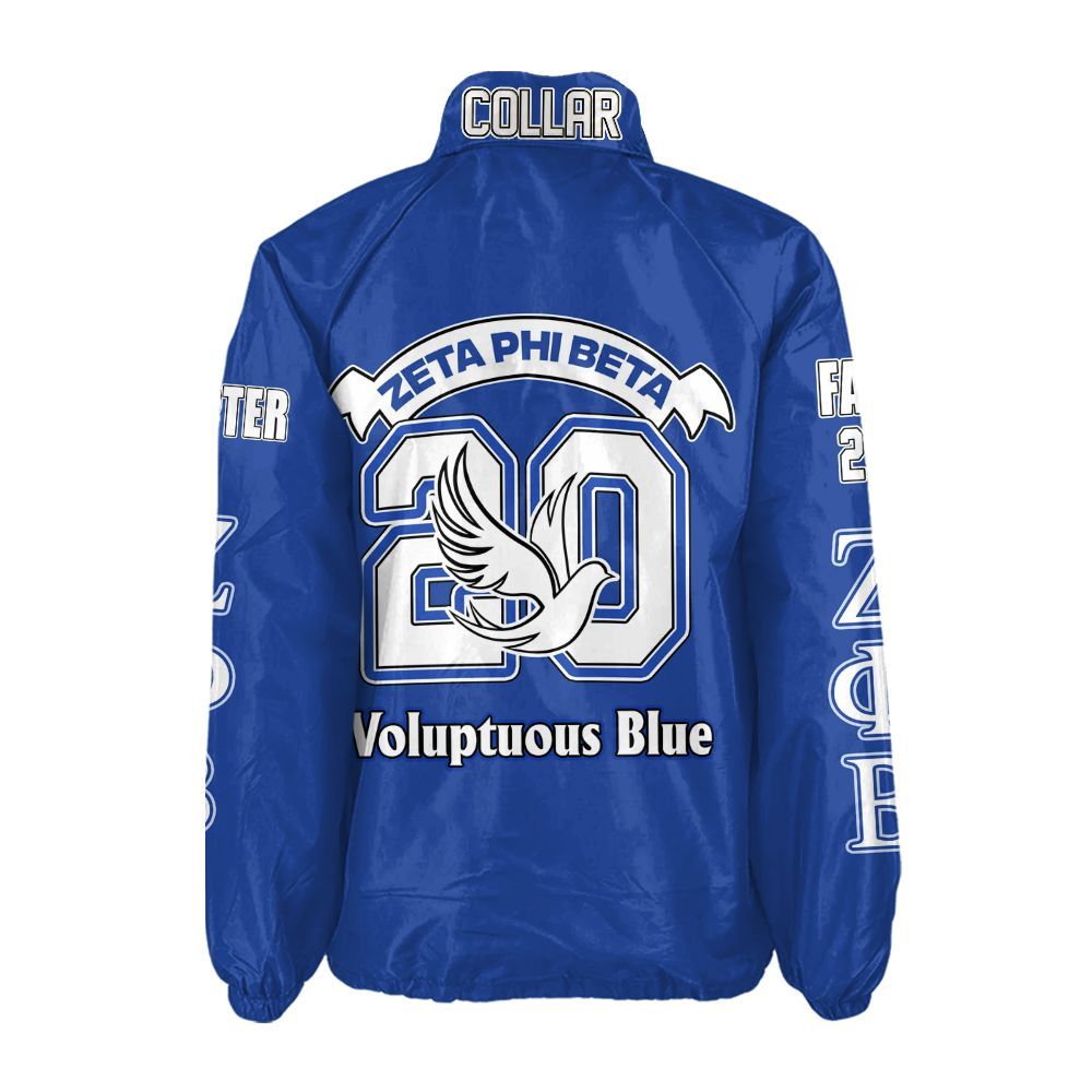 Zeta Phi Beta Royal Blue Coach Jacket – Custom Embroidered "Zeta Light" Edition