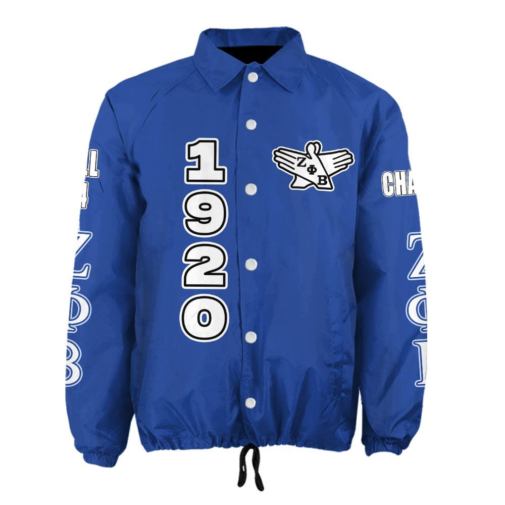 Zeta Phi Beta Royal Blue Coach Jacket – Custom Embroidered "Zeta Light" Edition
