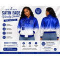 Zeta Phi Beta Satin Fade Varsity Jacket Ombre Sorority Bomber Jacket Large size Ready To Ship Custom Orders & Personalization Available