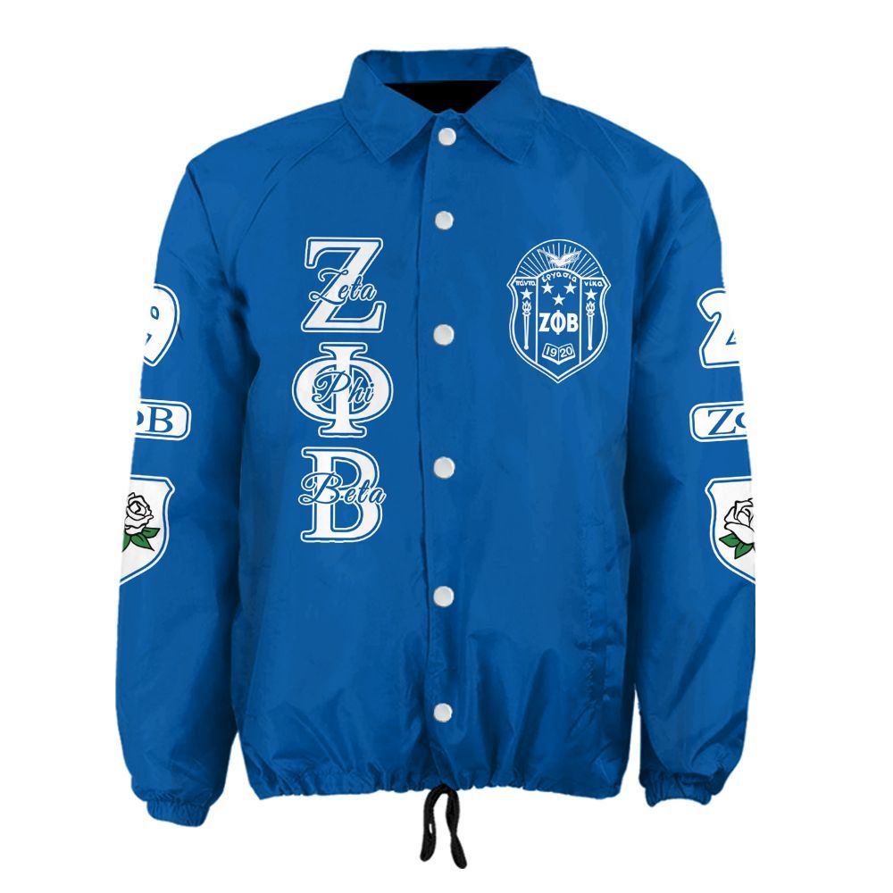 Zeta Phi Beta Signature Coach Jacket – Custom Embroidered Greek Letter Jacket